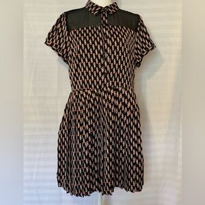 Women's Whimsygoth Dark Romantic Sheer Back Pleated Dress LG  Dark Forest Fairy